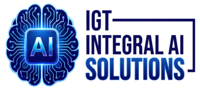 Logo with a blue brain graphic, AI in a square, and text: IGT INTEGRAL AI SOLUTIONS on a white background.