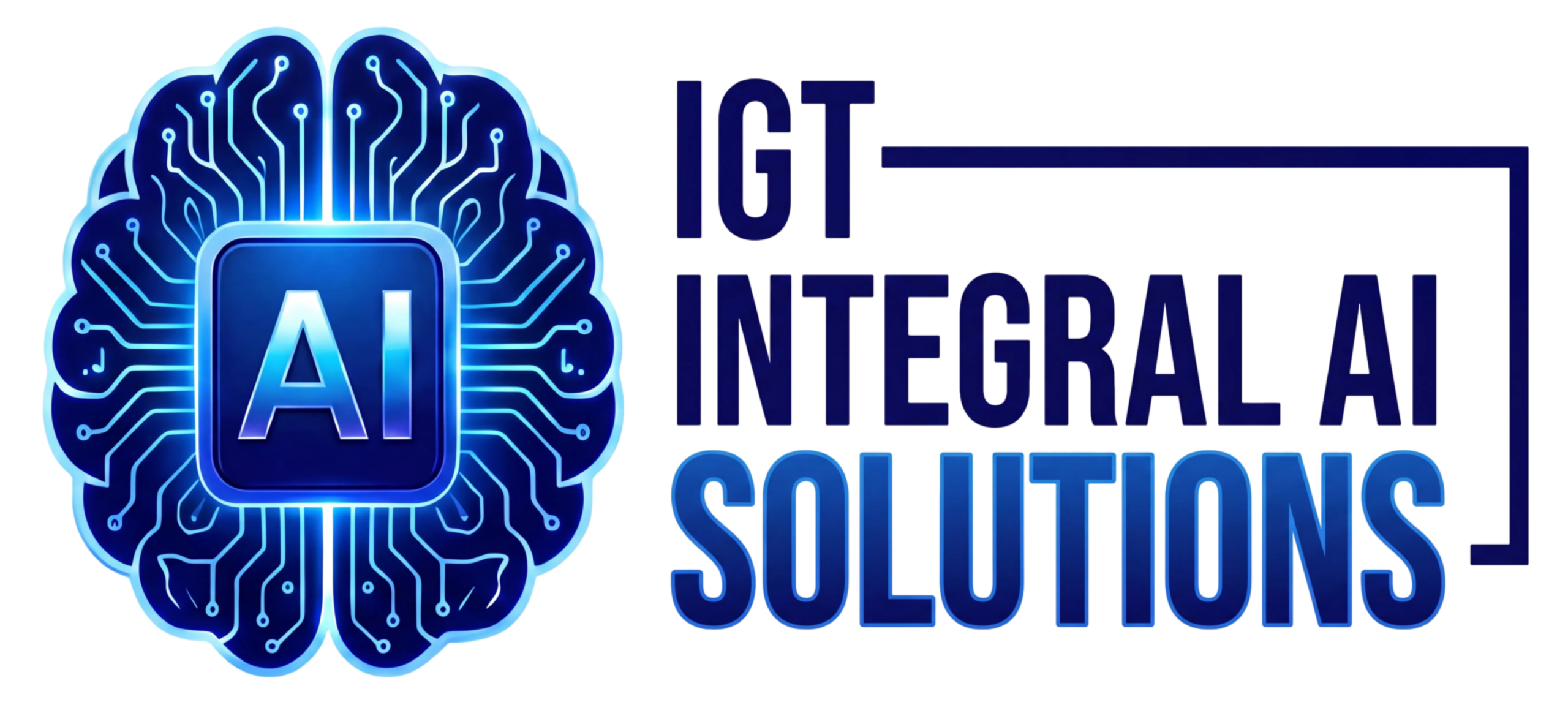 Blue logo with a brain circuit graphic and the words IGT Integral AI Solutions in bold capital letters.